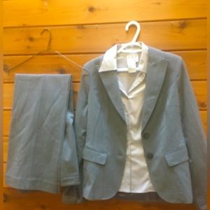 Grey Le Chateau Pant suit with silver Jessica dress shirt
